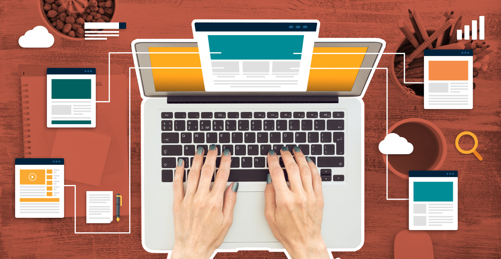 Illustration of guest posting, SEO tools, and pricing concepts for UploadArticle contributors